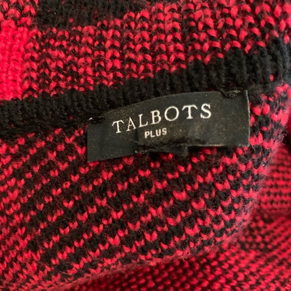 Talbots Red and Black Buffalo Check Long-length Cardigan - Picture 3 of 5